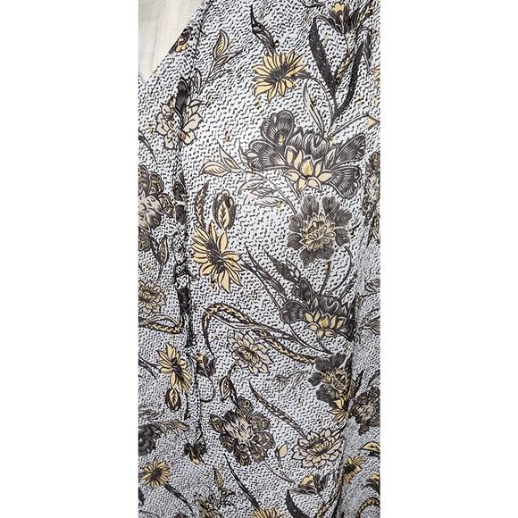 Joie Size L Floral Metallic V-Neck Sleeveless Blouse Tank Top Brown - Picture 3 of 6